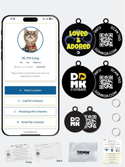 DDMK Smart Pet ID Tag with QR Code – Digital Pet Profile-38-LOVED & ADORED-38