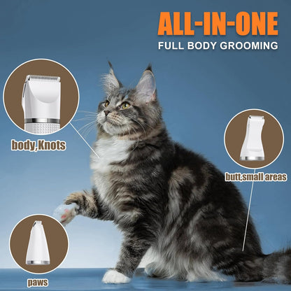 Cat Grooming Clippers Kit with Paw Trimmer, 3 in 1 Electric Pet Hair Trimmer Supplies for Thick Matted Hair, Heavy Coat Butt Shaver Cat Razor Fur Trimmer for Dogs at Home