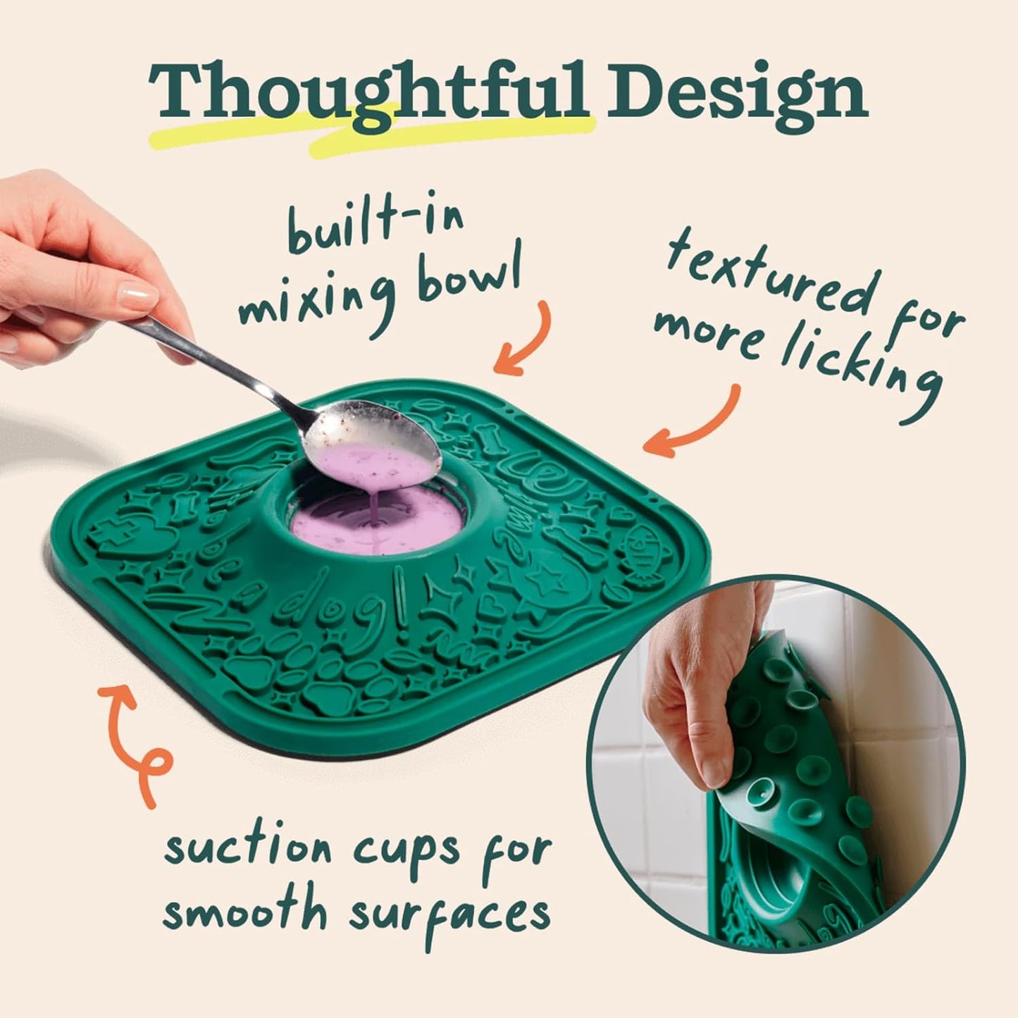 Woof Lick Mat and Calming LickMix Starter Pack Bundle - Dog Enrichment and Spread - Slow Feeder Mat with Non-Slip Design - Delicious, Lower Calorie Mix -Green