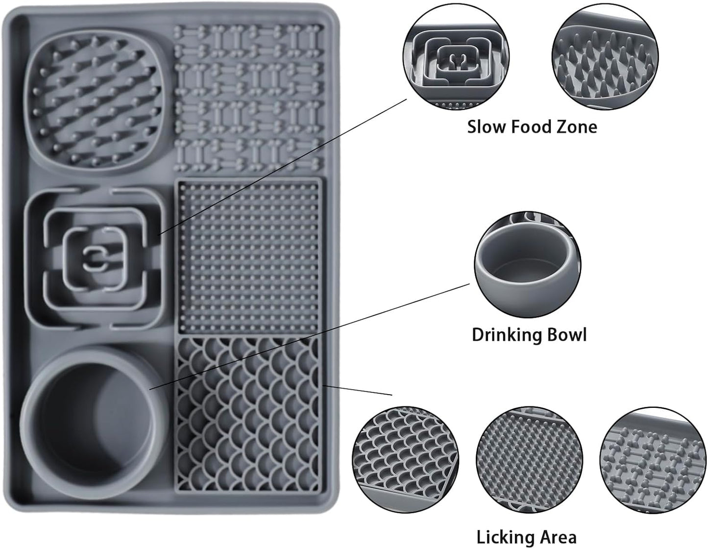 Slow Feeder Dog Bowls Silicone Bowl with Non-Slip Rubber Base Lick Mat for Dogs Snuffle Mat for Pet Smell Training Interactive Sniff Mat for Slow Eating