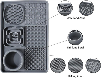 Slow Feeder Dog Bowls Silicone Bowl with Non-Slip Rubber Base Lick Mat for Dogs Snuffle Mat for Pet Smell Training Interactive Sniff Mat for Slow Eating