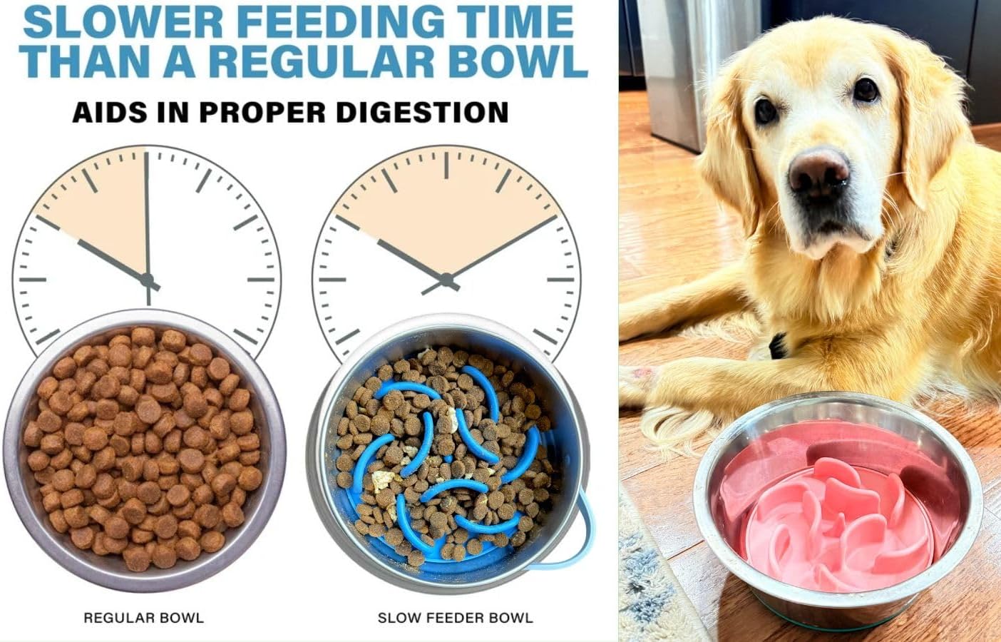 Slow Feeder Insert for Dog Bowl with Suction Cups – Anti-Choke Silicone Design Fits Most Dog Bowls – Includes 3 Finger Toothbrushes for Puppy & Pet Dental Care – Blue, Pink, Black Color