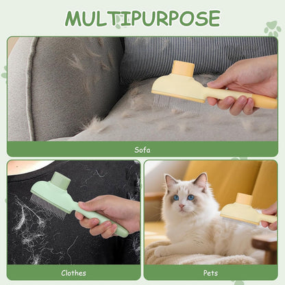 2PCS Self Cleaning Pet Flea Comb Grooming Brush, Fine Tooth Cat Knot Removal Comb for Indoor Cats