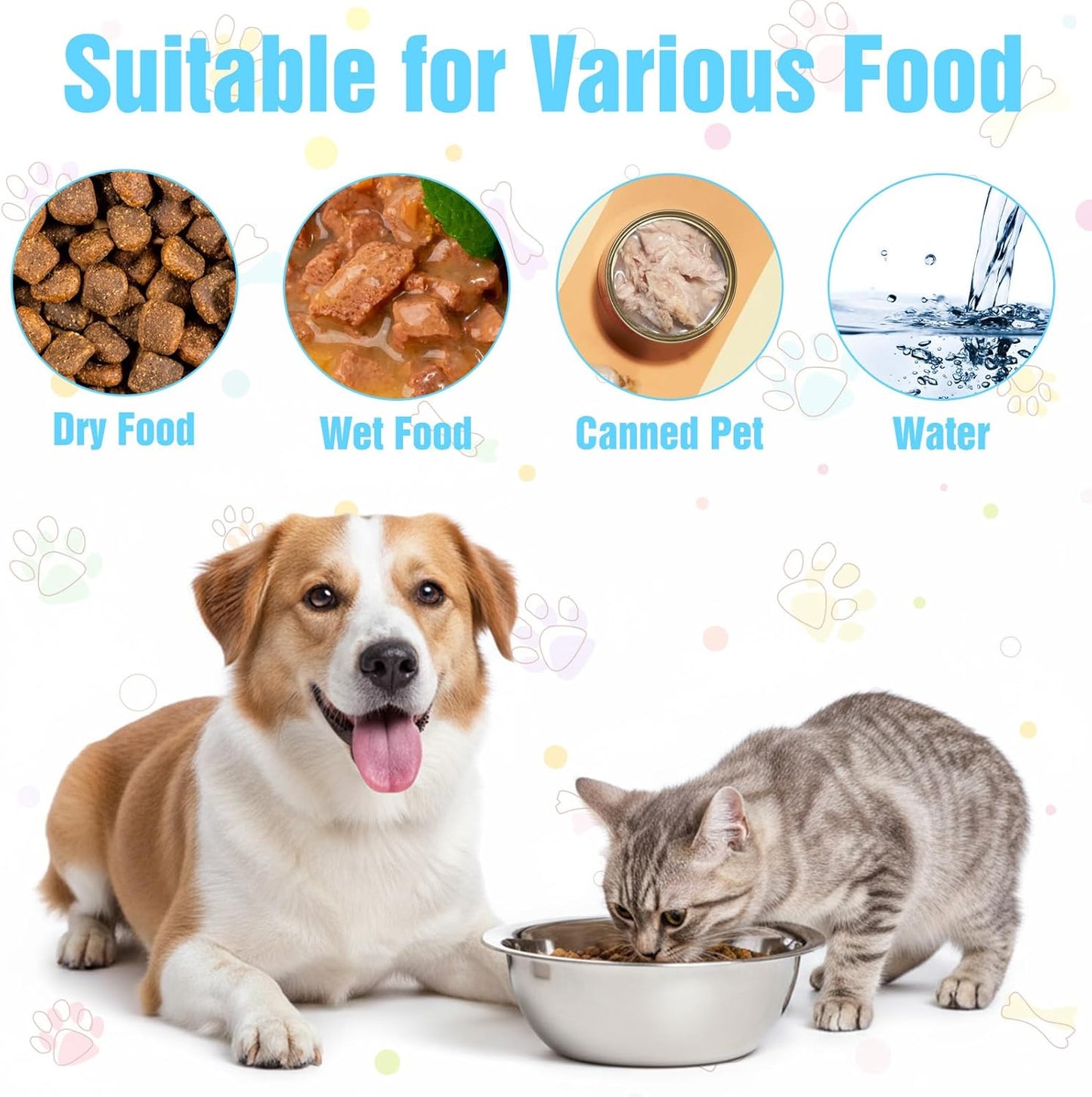 SHENLIU 12 Pcs Stainless Steel Dog and Cat Bowl, 8" Metal Food and Water Dish, Basic Pet Feed Bowl for Large Medium Small Dog, 47 OZ Replacement Bowls for Elevated Stand Kitten Puppy, Dishwasher Safe