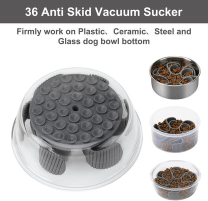 Dog Slow Feeder Bowls Silicone Spiral Pet Food Feeder Insert to Slow Down Eating for Large Medium Small Breed Dogs Perfect with Stainless Steel Glass Ceramic Pet Bowls (Grey)