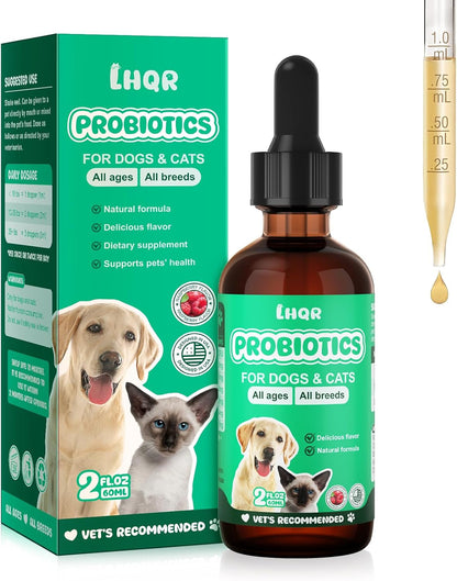 Liquid Probiotics for Dogs & Cats with Prebiotics & Digestive Enzymes - 3-in-1 Formula for Gut Health & Nutrient Absorption - 1.2 Billion CFU - 2 FL Oz