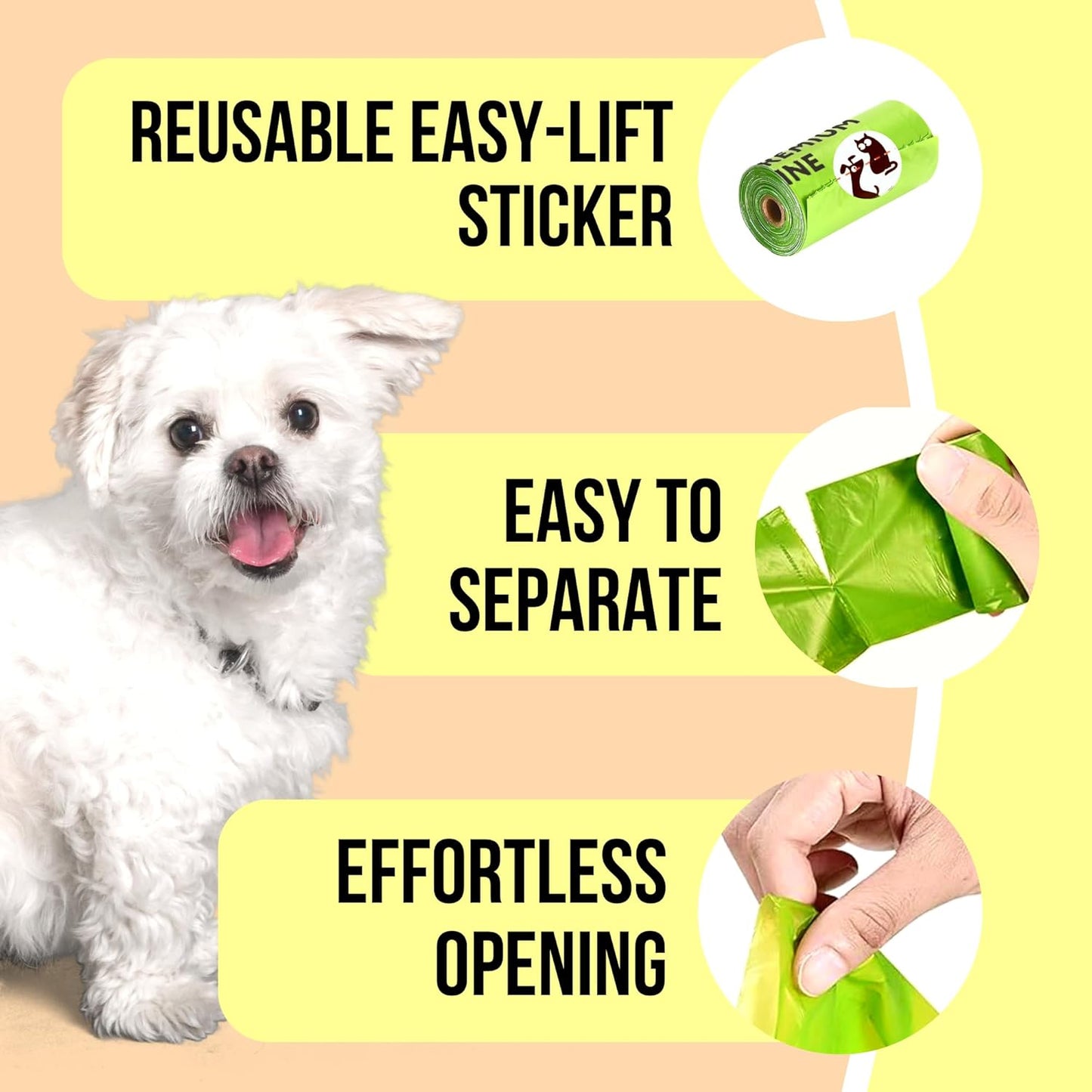 Pet N Pet 720 Counts, Unscented Dog Poop Bags Rolls, 38% Plant Based & 62% PE + 100% Plant Based Dog Wipes for Paws and Butt, 100 Counts Dog Pet Wipes, 8" x 8" Hypoallergenic Unscented Wipes