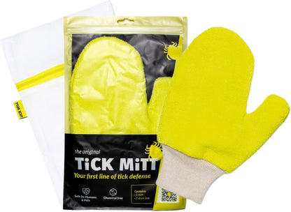 TiCK MiTT Yellow Tick Removal Glove for Humans & Pets - Safely Remove Ticks Effortlessly, Chemical-Free, Durable, Portable Tick Management Tool for Outdoor Adventures & Everyday Use