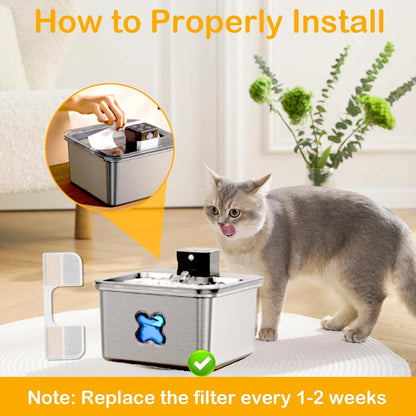 16 Pack Replacement Filters for FEELNEEDY 108oz/3.2L Cat Water Fountain(FN-W17), 6 Month Set for Pet Water Dispenser, Includes 16 Filters & 16 Sponges