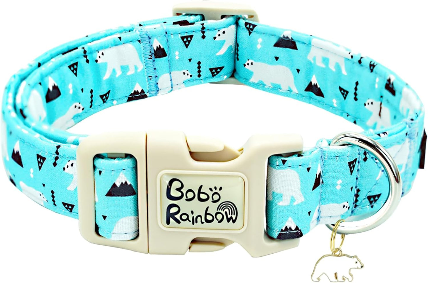 Dog Collar, Blue Bear Print Cute Pet Collars Durable Plastic Buckle Collars Adjustable Pet Collar for Small Girl or Boy Dogs