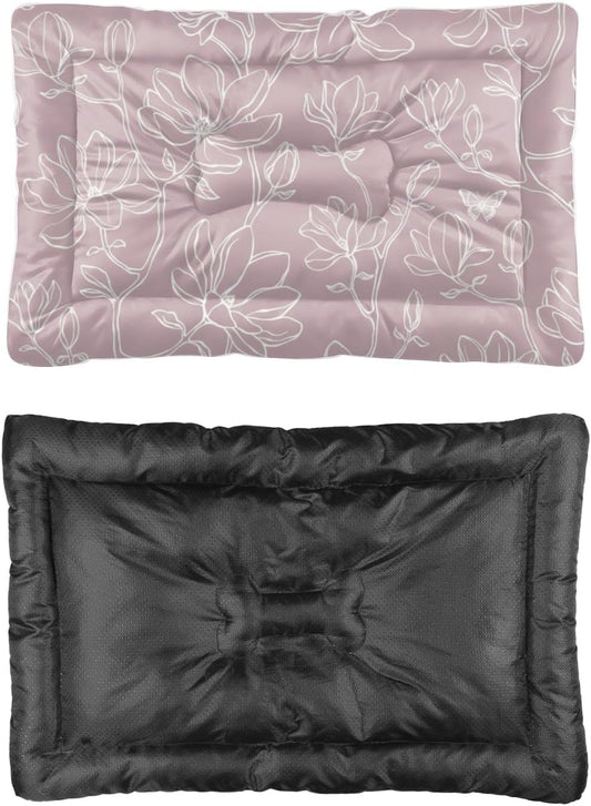 Magnolia Pale Purple Comfy Dog Beds for Medium Dogs Bed Mats for Dogs Washable Dog Pad Crate Cushion Washable Non-Slip Pet Crate Bed Kennel Beds Mat Medium Sized Indoor Outdoor 36X24 Inch
