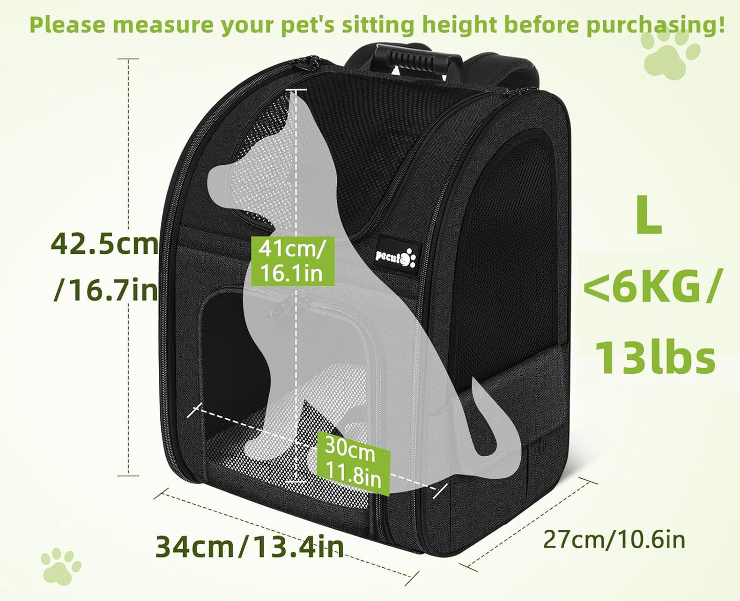 Pecute Cat Carrier Backpacks, Expandable Cat Backpack with Breathable Mesh, and Cat Carrier Stable, Small Cat Soft-Sided Carriers