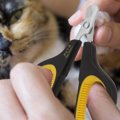 Cat Nail Clippers by Pet Republique – Professional Stainless-Steel Nail Clipper for Cats, Kittens, Hamster, Rabbits, Birds, & Small Breed Animals Claw Trimmer (Black+Yellow)