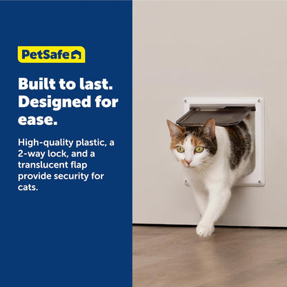 PetSafe Interior 2-Way Locking Cat Door - Allows Convenient Movement Between Rooms & Minimizes Scratching - Tinted Durable Plastic Privacy Door for Feeder & Litter Box
