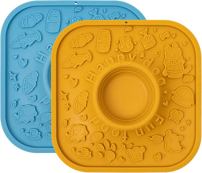 Silicone Volcano Lick Mat for Dogs with Suction - Dog Cat Lict Mat to Keep Them Busy - Puppy Lick Mat for Anxiety Relief (Blue and Yellow)