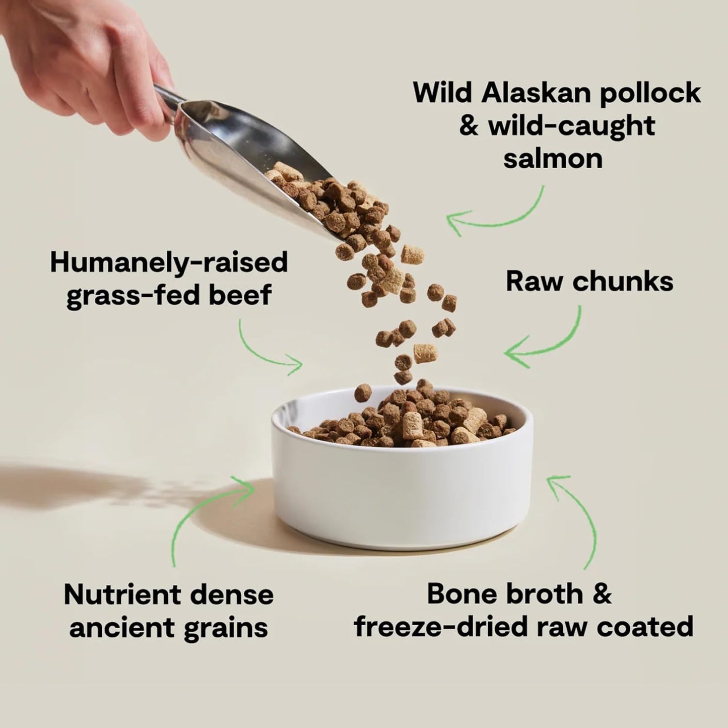 Open Farm, RawMix Dry Dog Food with Ancient Grains, Protein-Packed Kibble Coated in Bone Broth with Freeze Dried Raw Chunks, Pollock Beef & Salmon, Tide & Terrain Recipe, 3.5lb Bag