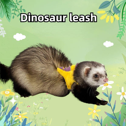Ferret Harness and Leash Set Small Animals Vest Harness with Safe Bell Dinosaur Shaped Walking Clothes for Baby Rabbit Guinea Pig Teacup Chihuahua Mouse and Other Small Pet (Blue)