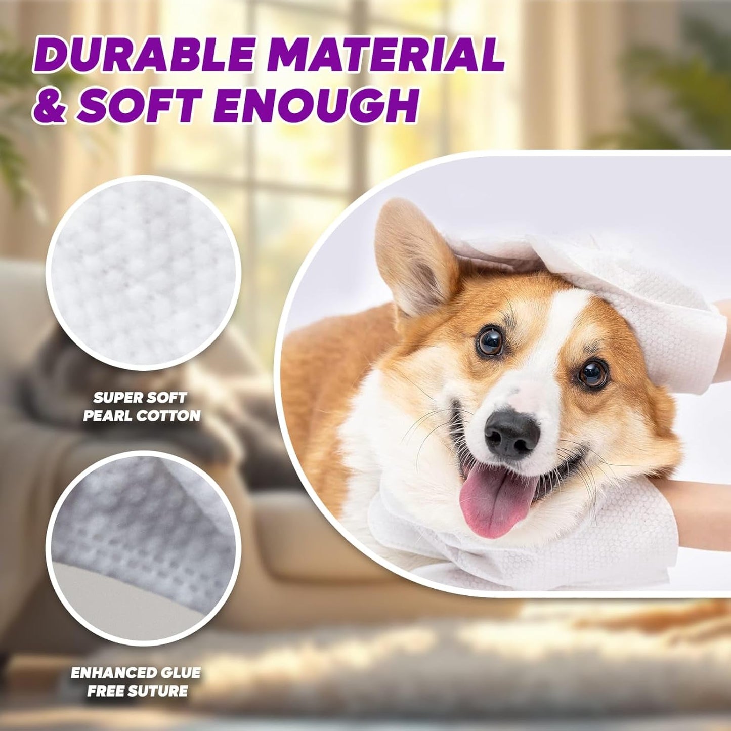 Almighty – Premium Pet Grooming Glove Wipes for Dogs & Cats | 20 Count | Instant Bath Cleaning Glove | Ultra-Thick, Hydrating & Nourishing | Deodorizing, Hypoallergenic, No-Rinse – Lavender Scent