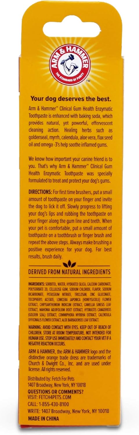 Arm & Hammer for Pets Clinical Care Enzymatic Toothpaste for Dogs | Soothes Inflamed Gums | Dog Toothpaste Enzymatic, Chicken Flavor, 2.5 Oz | Arm and Hammer Toothpaste for Dogs, Dog Dental Care