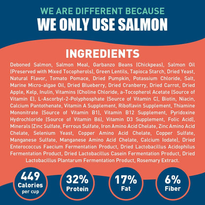 SUPER3+ Salmon Freeze Dried Raw Salmon Dry Dog Food | Puppy & Adult | Small & Large Breed | High-Protein | Grain-Free | All-Natural Nutrition | 3-lbs