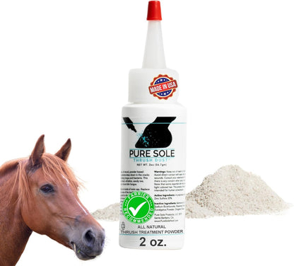 Thrush Treatment for Horses | Pure Sole Thrush Dust 2 oz – Non-Caustic Horse Hoof Powder for Cracks, Frogs and White Line | Helps to Maintain Healthy Hooves | Helps with Rain Rot and Coat Issues