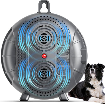 Anti Barking Device for Dogs, Rechargeable Ultrasonic Bark Box with 3 Adjustable Modes, Safe 35FT Dog Bark Deterrent Device & Dog Barking Silencer for Indoor and Outdoor Use (Gray)