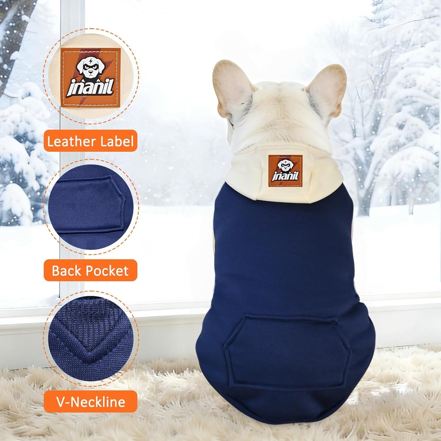 2 Pack Fleece Lined Dog Hoodie for Small Medium Large Dogs, Soft Warm Dog Sweater Jackets Winter Fall Pet Hooded Clothes Custume Dogs Sweatshirt with Leash Hole and Pocket, Black and Navy Blue, SM