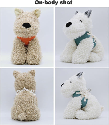 Small Dog Harness – Adjustable Soft Cotton & Breathable Mesh Pet Vest, Comfortable No-Pull Design with Stainless Steel D-Ring for Walking and Training (Beige, Small)