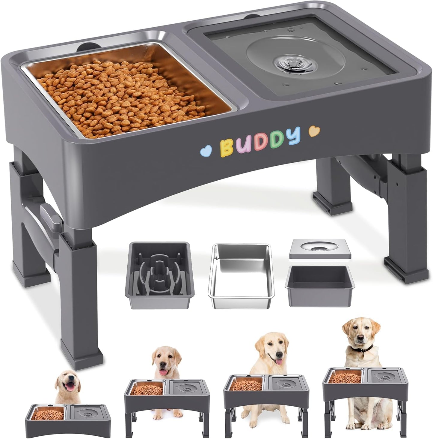 Decflow 1PCS Slow Feeder Dog Food Bowls for Medium Large Dogs, Grey