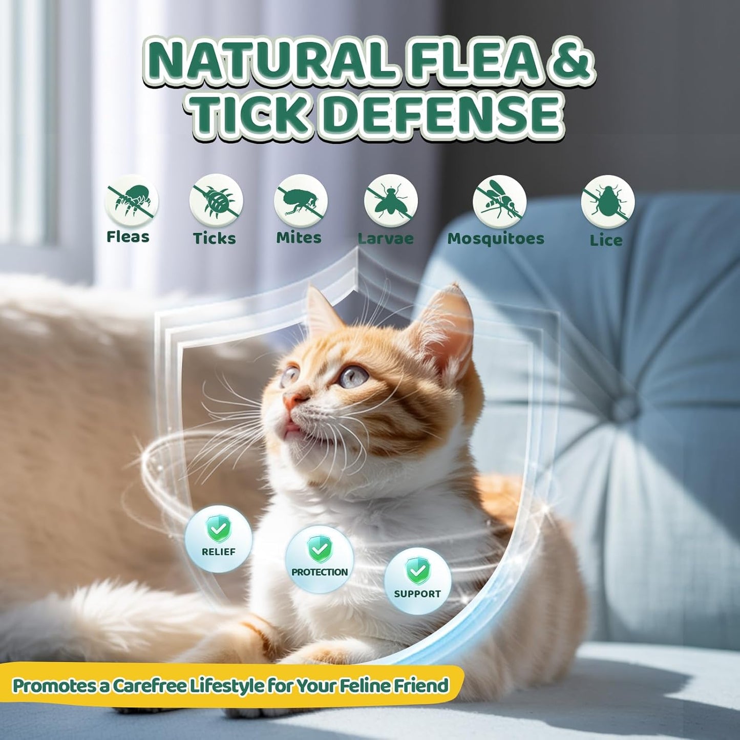 Flea and Tick Prevention for Dog and Cat & Flea and Tick Prevention for Cats Chews, Skin & Coat Support - Fleas & Tick Supplement for Cats & Dogs - Natural Chicken Flavor
