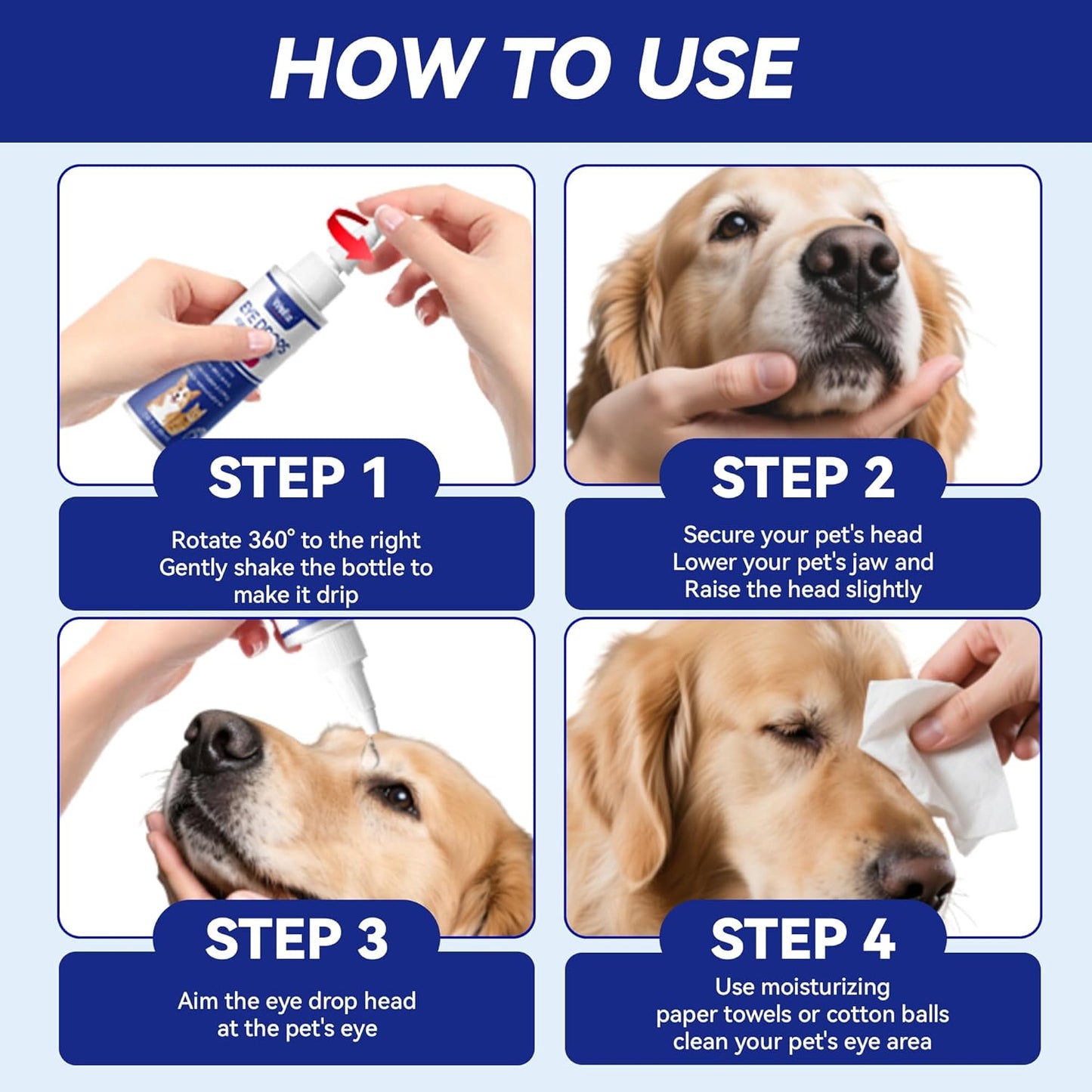 Wellix PET Dog Eye Drops, Eye Drops for Dogs&Cats, Dog Eye Infection Treatment to Soothe Eye Allergy, Soothe Dry Eyes Pink Eyes, Dog Tear Stain Cleaner-60ml