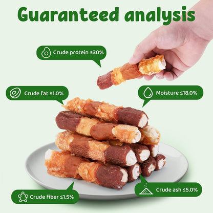 Dog Treats Triple Flavor Rolls - Chicken Liver, Beef, Chicken Wrapped Rawhide Rolls for Medium and Large Dogs Training Snacks 454g