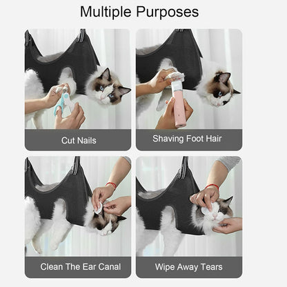 Pssopp Cat Nail Clipper Hammock, Breathable Grooming Pet Hammock for Cats Kittens Provides Secure Attachment (S)