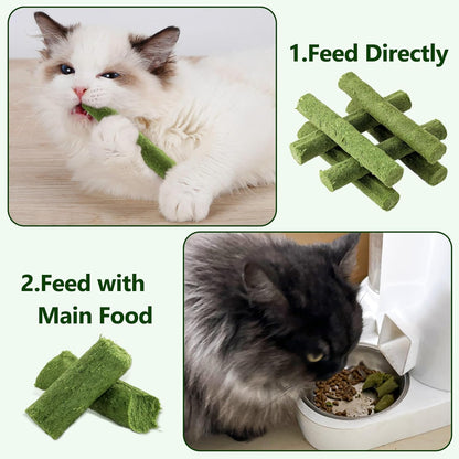 30g Cat Grass Sticks, Delicious Cat Grass Teething Stick Edible Cats Chew Toy Cat Treats Snack for Teeth Cleaning and Hairball Removal