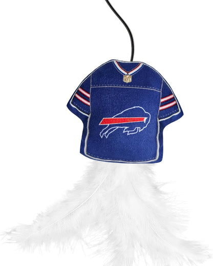 NFL Buffalo Bills Cat Toy Wand with Catnip - Team Jersey Shaped Plush Teaser Toy for Cats & Kittens - Interactive Pet Toy for Play & Exercise