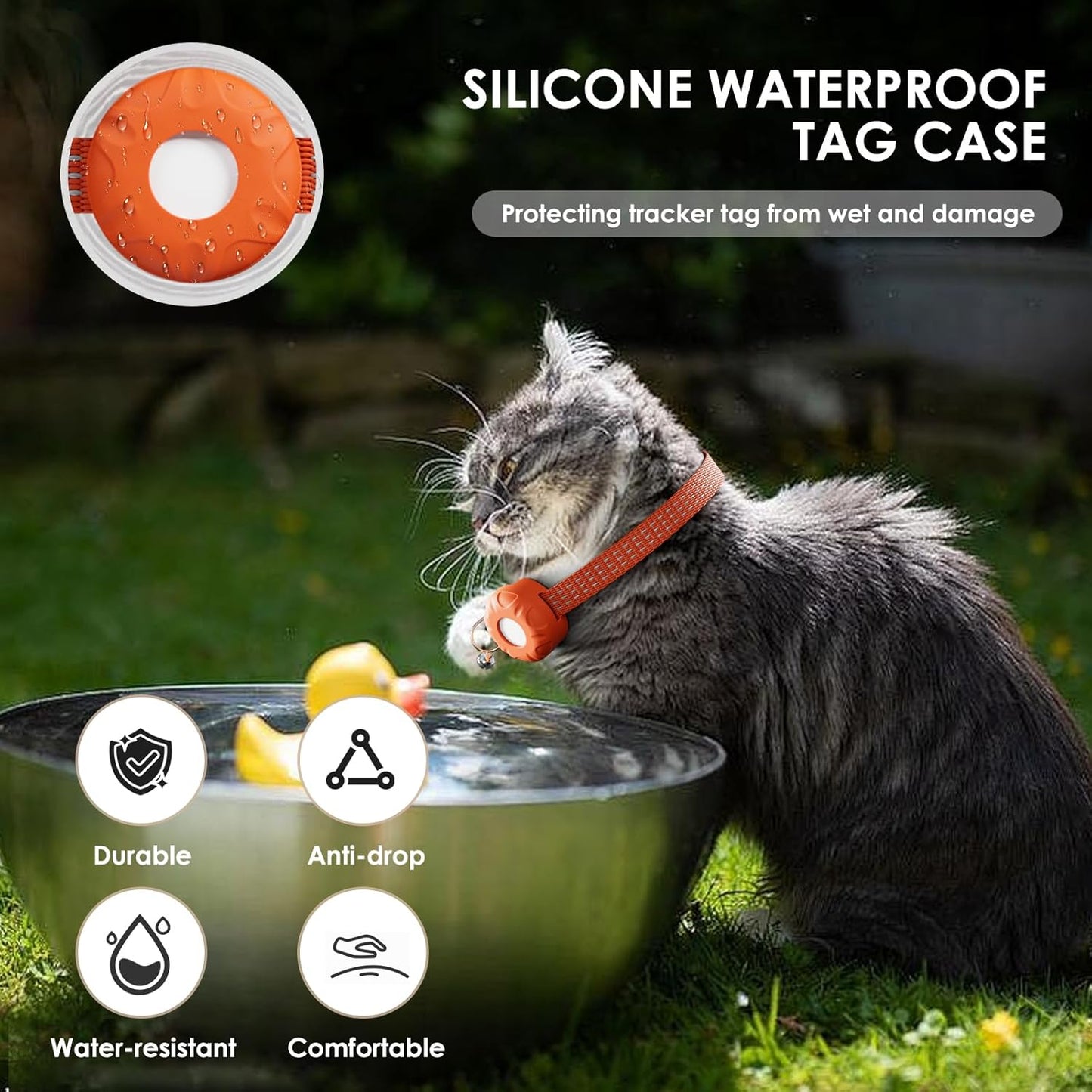 Cat GPS Tracker, Smart Cat GPS Tracker Compatible with Apple Find My App (Only iOS), No Monthly Fee, Waterproof, Breakaway Collar Included