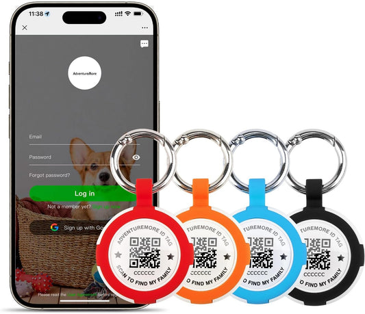 ADVENTUREMORE Tags Holder 4 Pack with QR Code Smart Pet ID Case, Waterproof, Dustproof, Anti-Lost O-Ring for Pets, Bag, Key