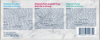 Blue Buffalo Tastefuls Flaked Wet Cat Food Variety Pack, Made with Natural Ingredients, Tuna, Chicken, Fish & Shrimp, 3-oz Cans (12 Count, 4 of Each)