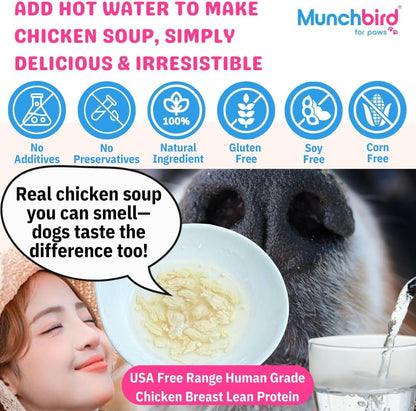 Munchbird Rabbit Ears Freeze Dried Chicken Food Topper for Dogs Bundle