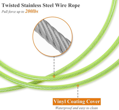 VIVAGLORY Chew Proof Dog Leash + Dog Raincoat, Rain Jacket with Harness Hole & Hood, Leash with Soft Padded Handle for Training