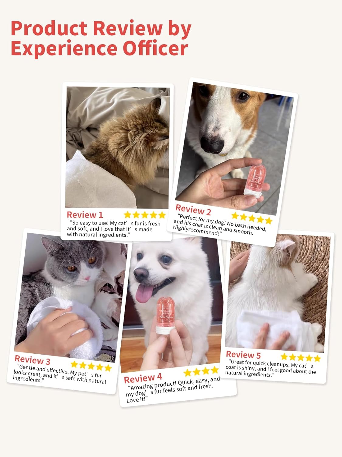 Waterless Dog & Cat/Kitten Shampoo – Odor Control, Safe to Lick, Plant-Based, No Bath Needed – Stain Remover – 8 x 0.41 fl oz (12ml) Travel Tubes – 4 Calming Scents – Ideal for Sensitive Pets