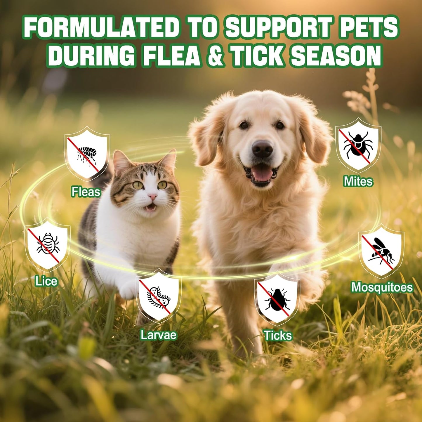 Natural Oral Flea and Tick Prevention for Dogs and Cats, Bacon Flavor Liquid Drops with Multivitamin-Flea and Tick Treatment and Defense Supplement for Pets of All Breeds and Ages