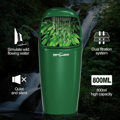REPTIZOO Reptile Waterfall Automatic Reptile Drinking Fountain Water Dispenser, Chameleon Water Fountain Water Dripper for Bearded Dragon Iguana Frog Gecko