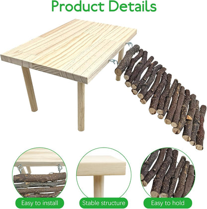 BNOSDM Reptile Cork Bark Substrate and Wooden Hideout Platform for Lizard, Gecko