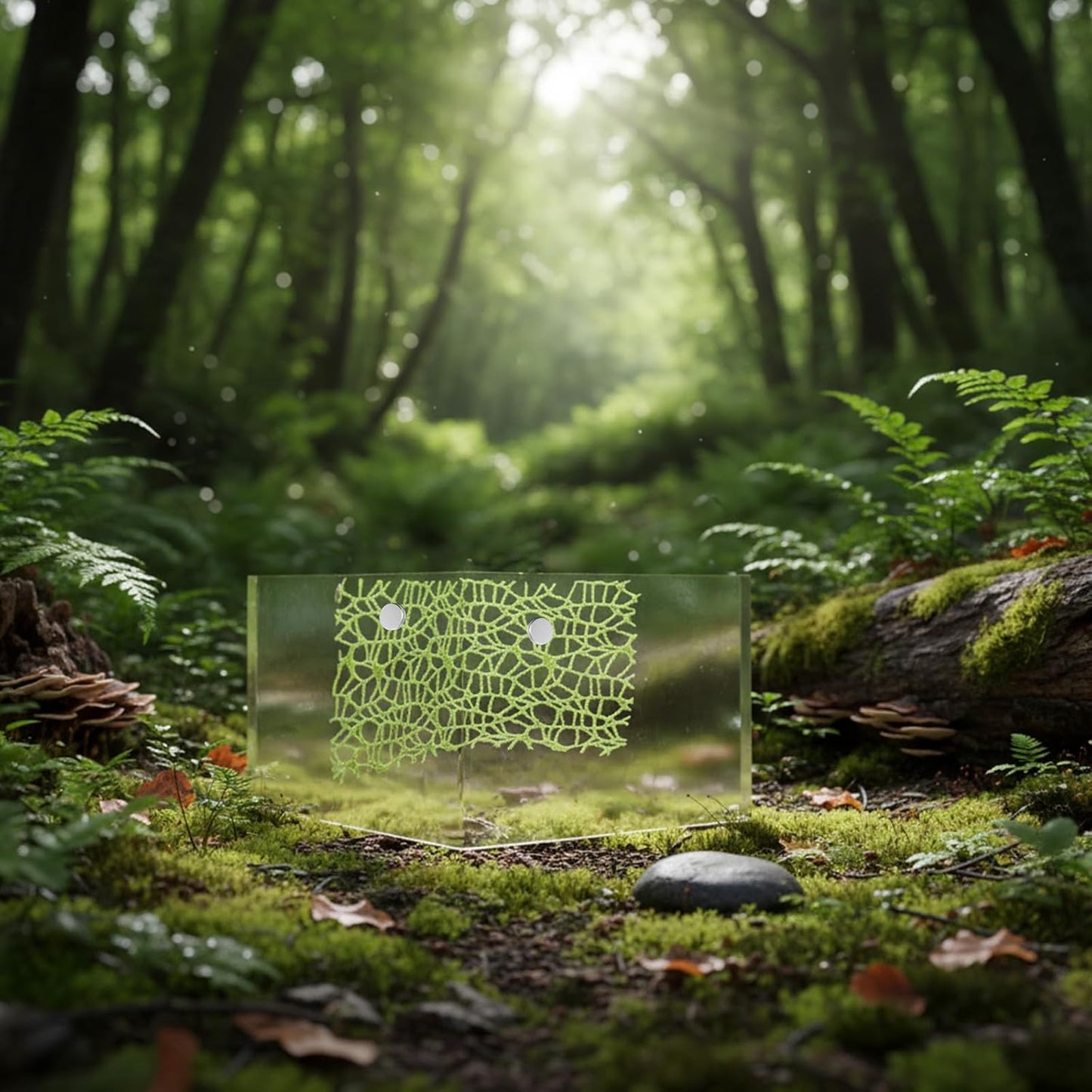 6Pcs Jumping Spider Habitat Accessories Enclosure Decor Spider Webbed Moss Ribbon with Magnets Climbing and Feeding Platforms Kit Green Brown