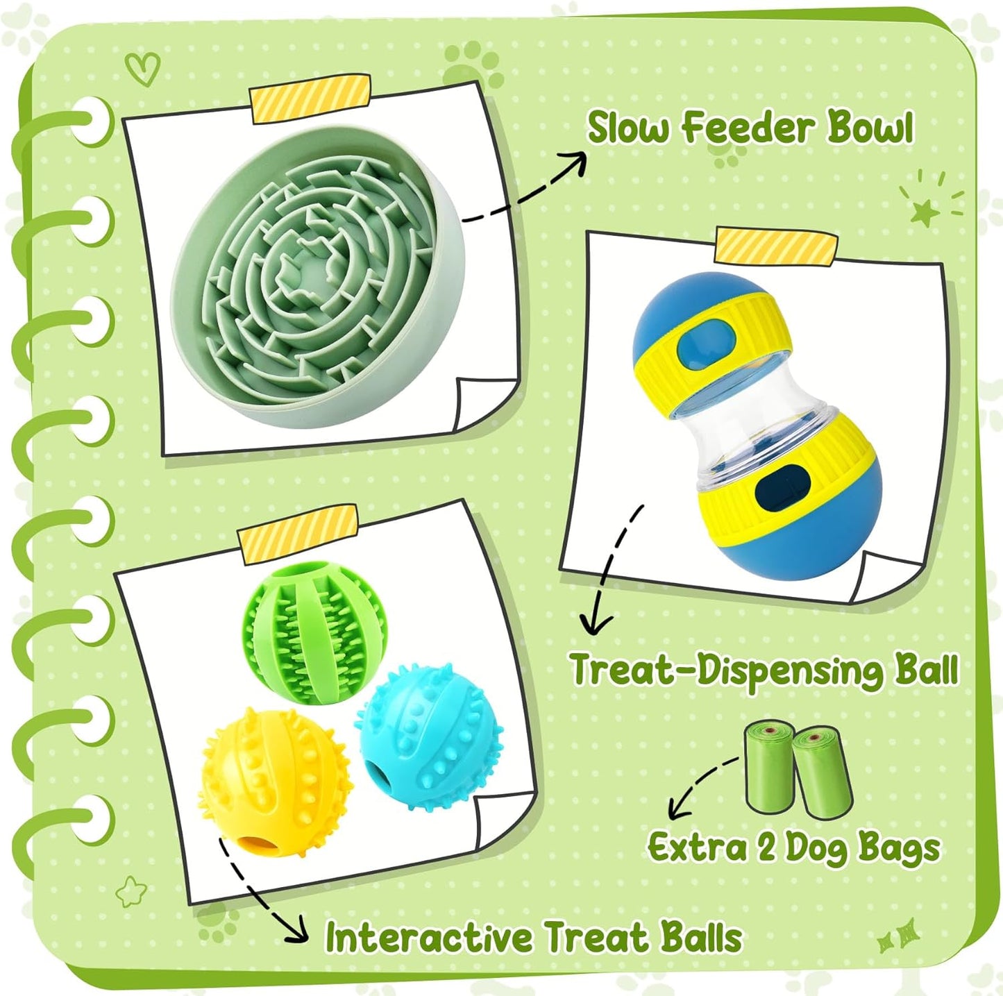 KIPRITII Enriching Slow Feeding Set for Dogs – Slow Feeder Dog Bowls & Interactive Toys with Puzzle-Based Enrichment for Smarter Eating & Busy Minds