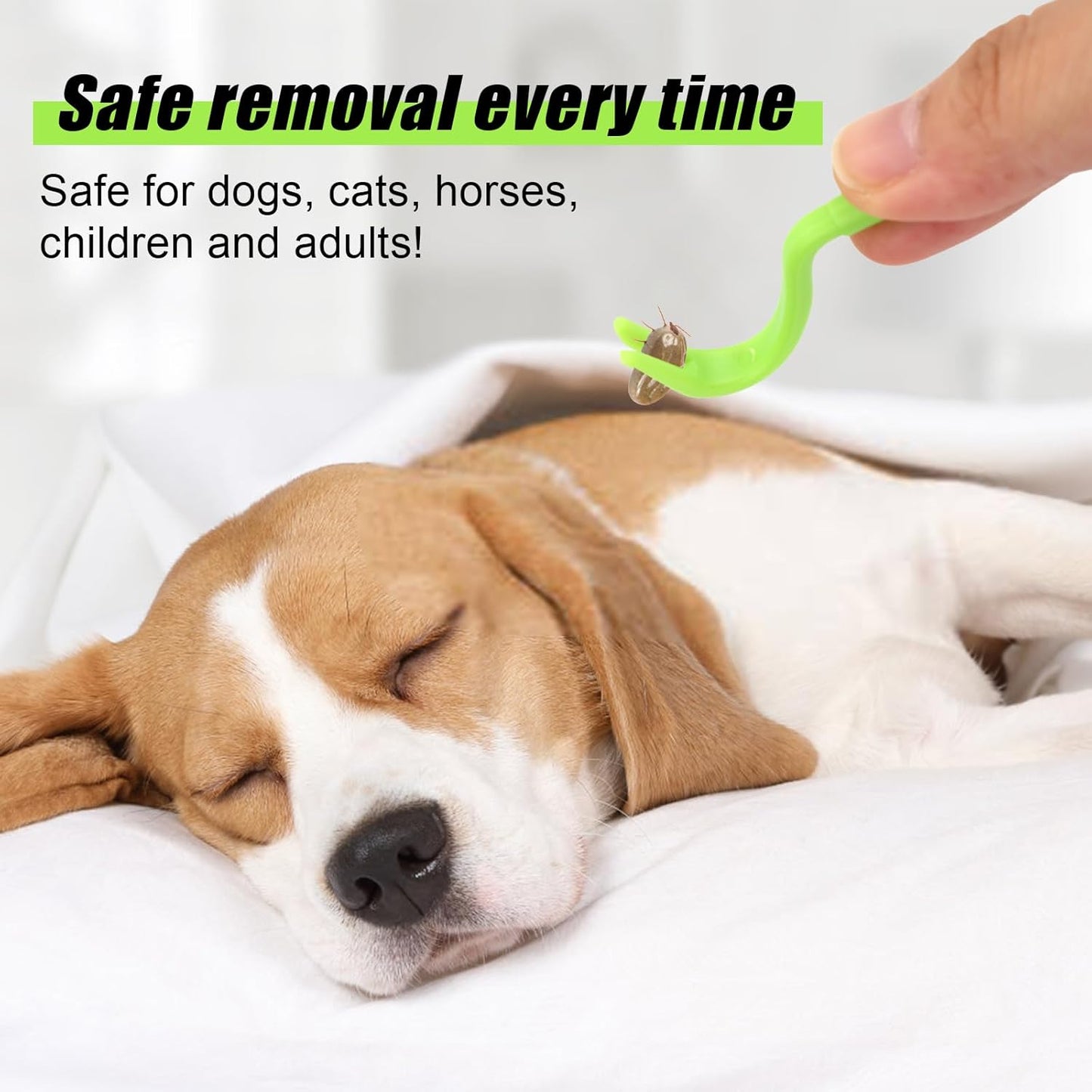 BOXOB 2pcs Tick Removal Tool, 2 Sizes Safe & Easy Plastic Remover Kit Painless Tick Puller Twister Tweezers for Dogs Cats Horses and Humans