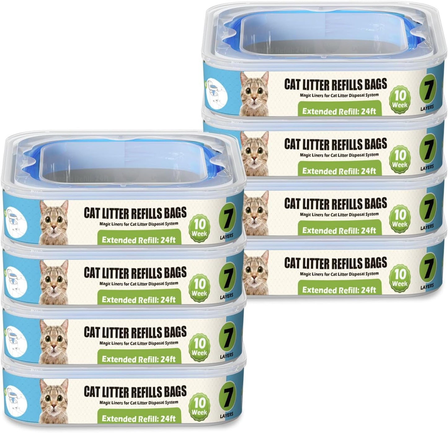 Cat Litter Refills Cartridge Compatible with Your Genie Litter Standard, Plus and XL Cat Litter Pail, 8 Packs