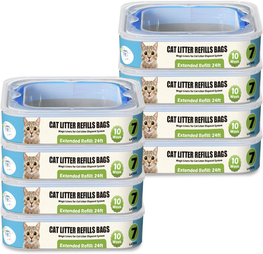 Cat Litter Refills Cartridge Compatible with Your Genie Litter Standard, Plus and XL Cat Litter Pail, 8 Packs