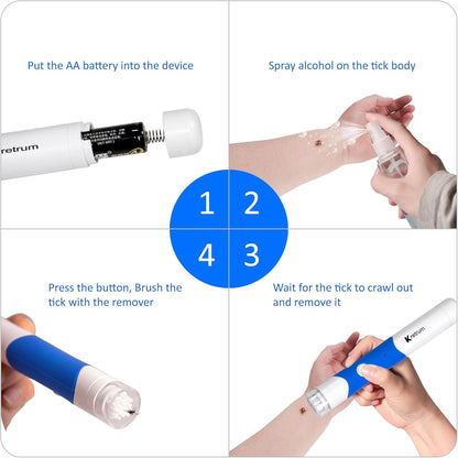 Tick Removal Tool Pen Premium Auto Tick Remover Tool for Dogs Real Pain Free Tick Removal Tool for Humans One Click to Remove Tick Intact Brush Let It Come Out on Its Own